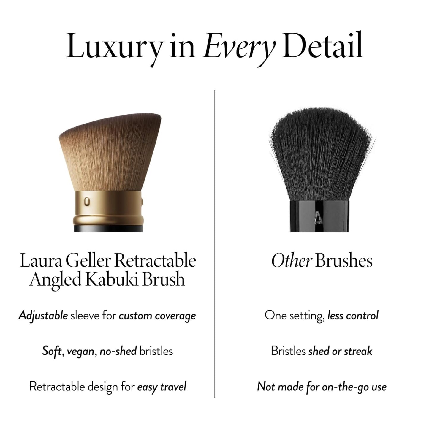 LAURA GELLER NEW YORK Cosmetic Professional Makeup Brushes - Cruelty-Free 02 Retractable Angled Kabuki Brush