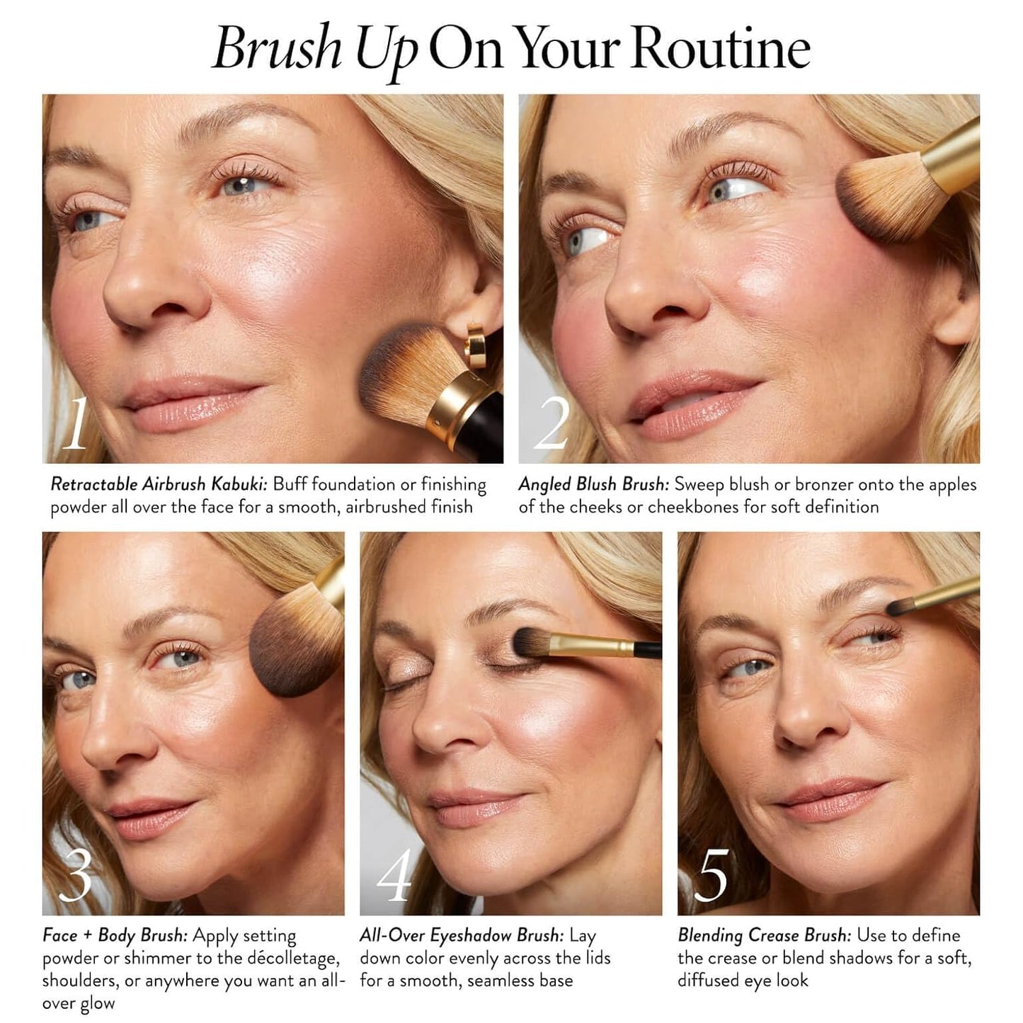 LAURA GELLER NEW YORK Cosmetic Professional Makeup Brushes - Cruelty-Free - 05 Full Face Brush Set 5pc