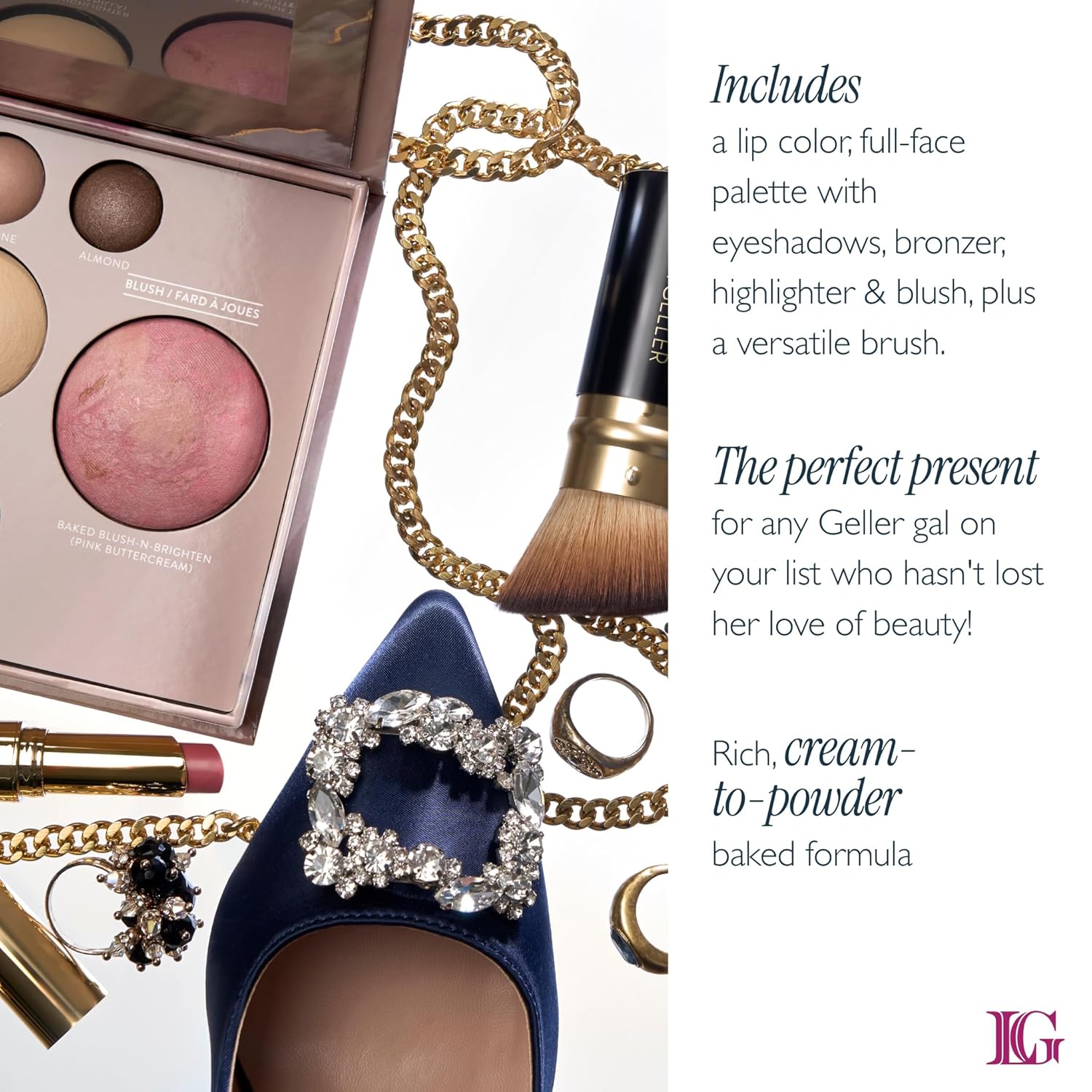 LAURA GELLER NEW YORK Own Your Age Boxed Makeup Collection | Amazon Exclusive - Giftable Makeup Set with All-in-One Face Palette, Hydrating Lip Color Balm and Retractable Travel Friendly Kabuki Brush