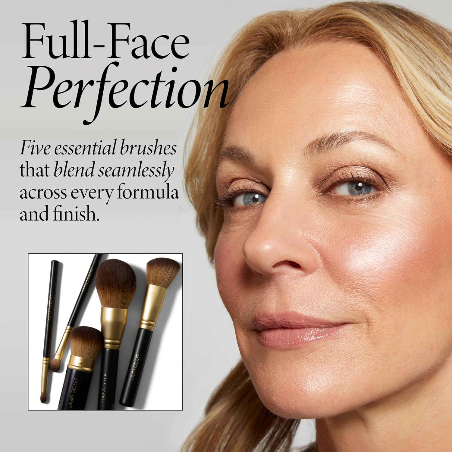 LAURA GELLER NEW YORK Cosmetic Professional Makeup Brushes - Cruelty-Free - 05 Full Face Brush Set 5pc