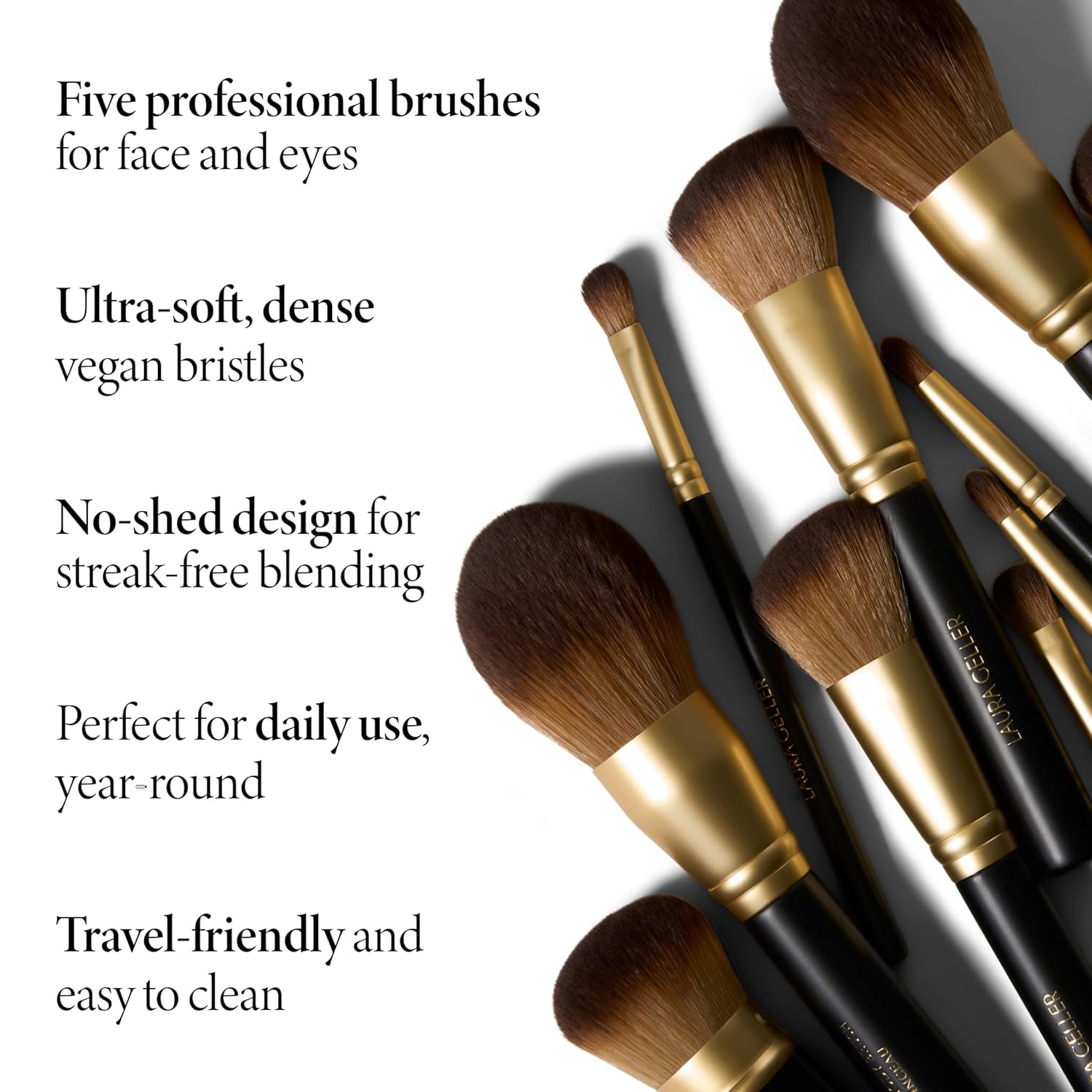 LAURA GELLER NEW YORK Cosmetic Professional Makeup Brushes - Cruelty-Free - 05 Full Face Brush Set 5pc